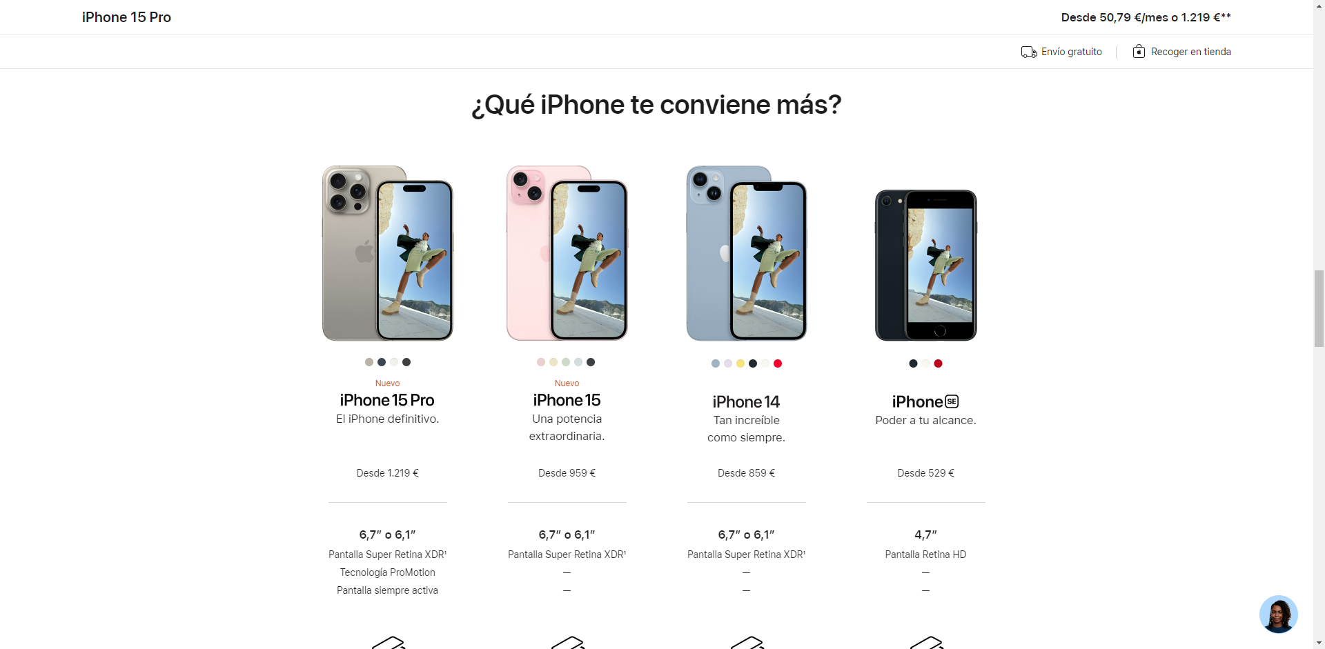 iPhone 15 Pro Spanish landing page